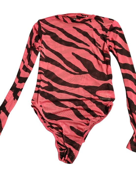 Tops - Kids Pink Zebra-Print Long Sleeve One-Piece Bodysuit
